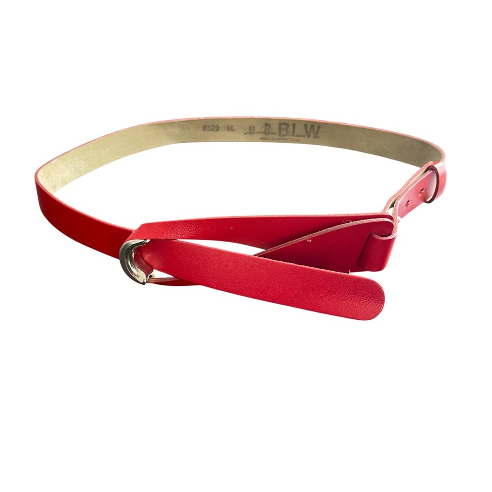 Vintage BLW Red Leather Belt D Ring Buckle Medium Women 80s 90s‎